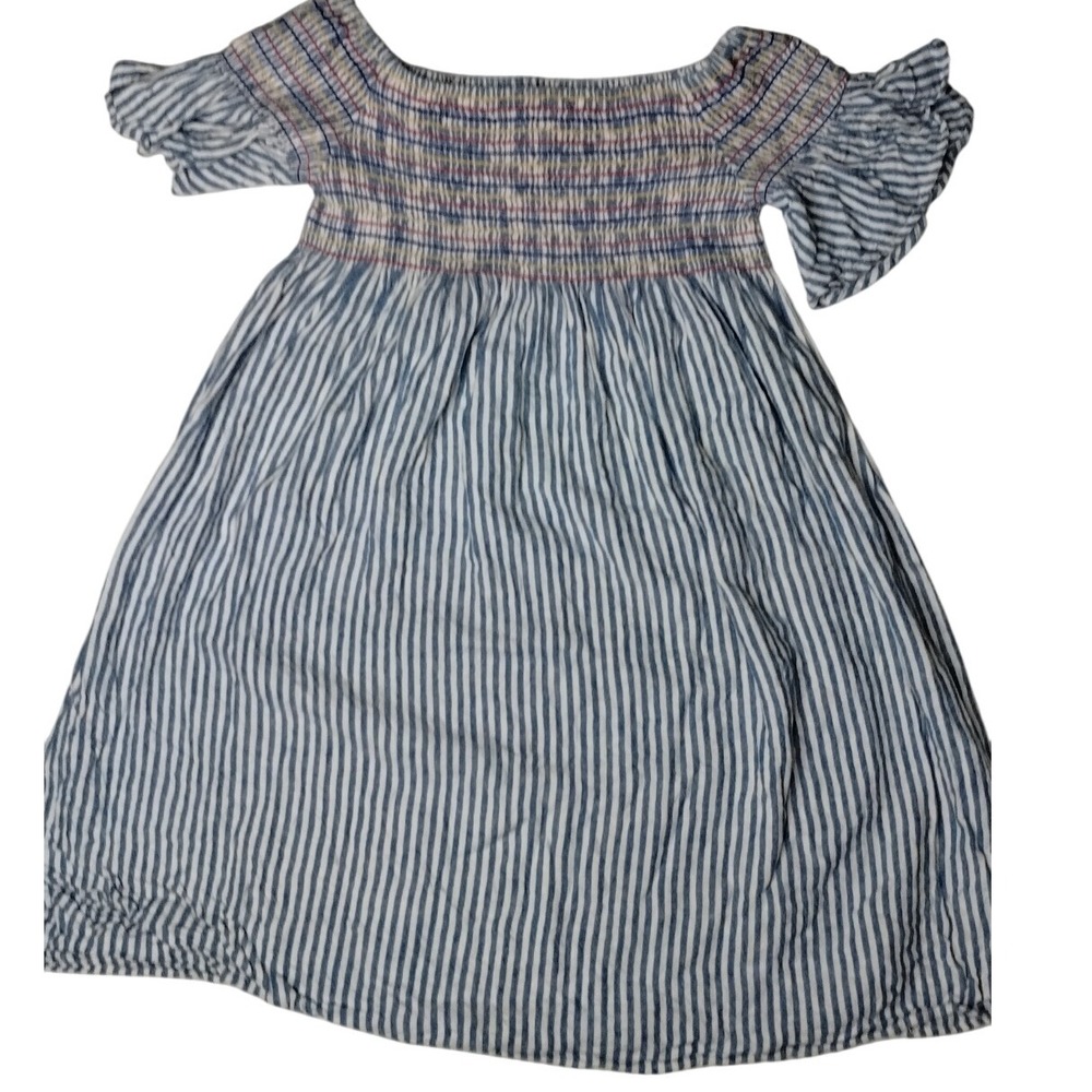 Cat & Jack Striped Dress Smocked‎ Flutter Sleeve Casual Blue White XL